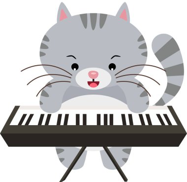 Piyano çalan komik kedi.