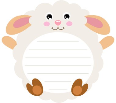 Adorable Sheep-Shaped Sticker Label clipart