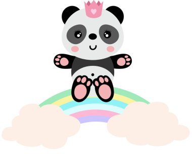 Gökkuşağında Pembe Tacı olan Sevimli Panda Prensesi