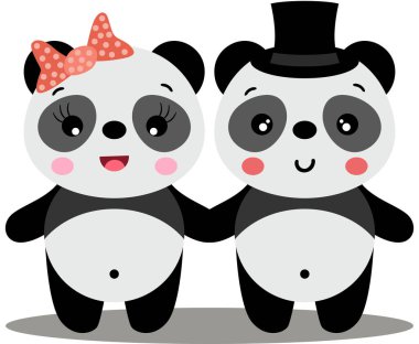 Cute Panda Couple in Love clipart