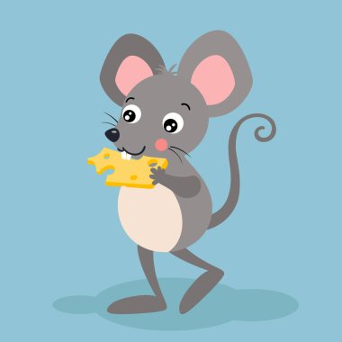 Fare bir dilim peynirin tadını çıkarıyor