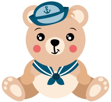 Komik ve sevimli oyuncak ayı denizci.