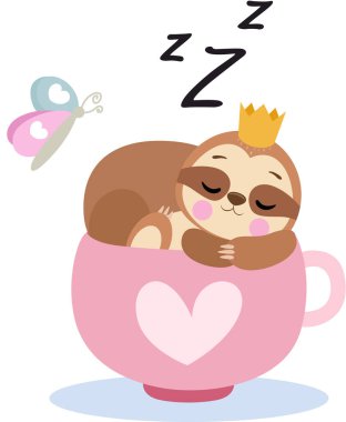 Kahverengi tembel prens bir bardağın içinde uyuyor.