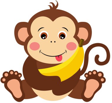 Elinde muz tutan şirin maymun.