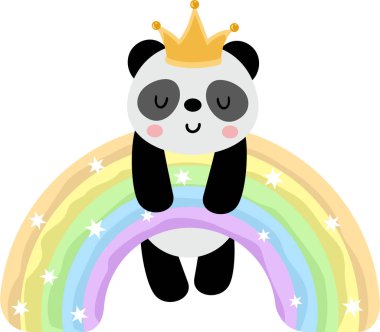 Gökkuşağında Taç Giyen Sevimli Panda