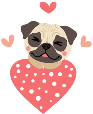 Pembe Kalplerle çevrili Şirin Pug