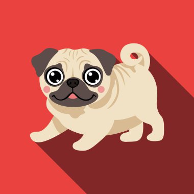 Tatlı Pug Dog Kızıl Arkaplanda