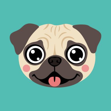 Sevimli Pug Puppy Kafa Çizgi Filmi