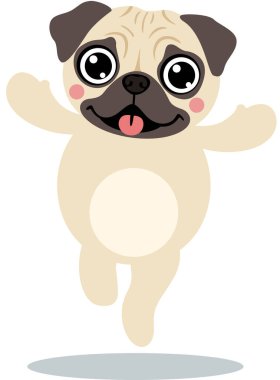 Açık Kollu Mutlu Küçük Pug