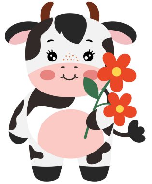 Çiçek Hediyeli Tatlı Küçük Buzağı