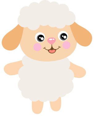 Sevimli pofuduk küçük kuzu Mutlu mesut ayakta