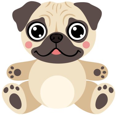 Koca gözlü sevimli Pug Puppy çizgi filmi.