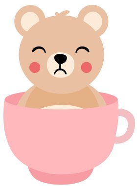 Pembe Çay Fincanında Üzgün İfadesiyle Oyuncak Ayı