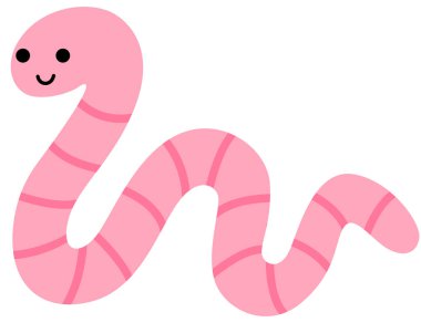 Şirin pembe çizgi film solucanı Gülümseyen