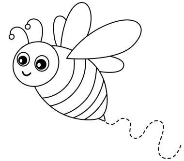 Sevimli Çizgi Arı Uçuyor Noktalı Patikayla