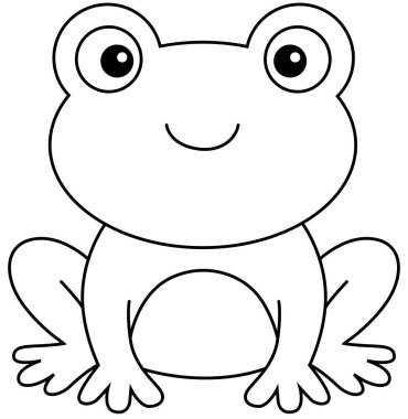 Şirin Küçük Kurbağa Vektör Hattı Sanatı
