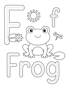 Eğlenceli Alfabe İzleme Sayfası F Harfi