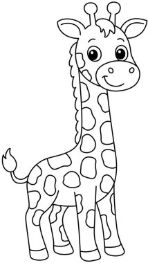 Çocuklar için Şirin Basit Zürafa Boyama Sayfası