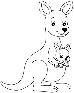 Şirin Kanguru ve Bebek Joey Boyama