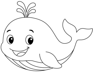 Sevimli Çizgi Balina Çizim Çizim Rengi Sayfası