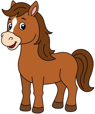 Şirin Kahverengi At Gülümseyen Mutlu Çiftlik Hayvanı