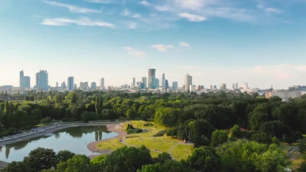 Pole Mokotowskie Warsaw Park Területén Város Légi Kilátást — Stock videók