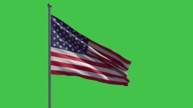 ABD Bayrak Dalgalanan Yavaş Hareket yeşil arka planda kolay anahtarlama için mükemmel. Büyük Amerikan Bayrağı dalgaları. Ulusal Bayram Kutlaması - İşçi Bayramı, Bağımsızlık, Anma, Gaziler, Vatanseverler, Cumhurbaşkanları Günü