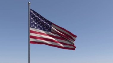 ABD Bayrak Dalgalanan Yavaş Hareket açık gökyüzü arka planı. Büyük Amerikan Bayrağı dalgaları. Ulusal Bayram Kutlaması - İşçi Bayramı, Bağımsızlık, Anma, Gaziler, Vatanseverler, Cumhurbaşkanları Günü