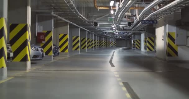 Підземне Паркування Промисловий Інтер Парковки Підземний Гараж Або Сучасна Парковка — стокове відео