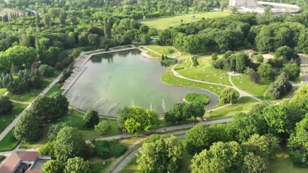 Pole Mokotowskie Park Warszawski Widokiem Jezioro Miasto Park Miejski — Wideo stockowe