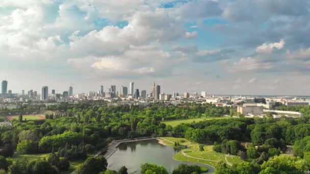 Lengyel Mokotowskie Warsaw Park Területén Város Légi Kilátást Városi Park — Stock videók
