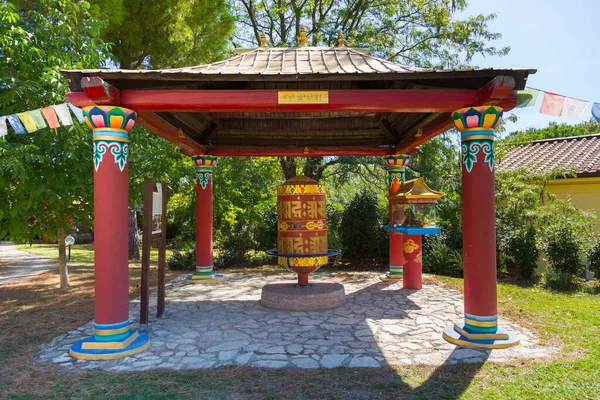 Huge Prayer Wheel Flags Lama Tzong Khalpa Institute Pomaia Tuscany Stock Image