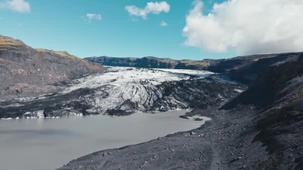 Letecký Pohled Shora Hřebeny Bílého Ledovce Jezerem Scénický Ledovec Národním — Stock video