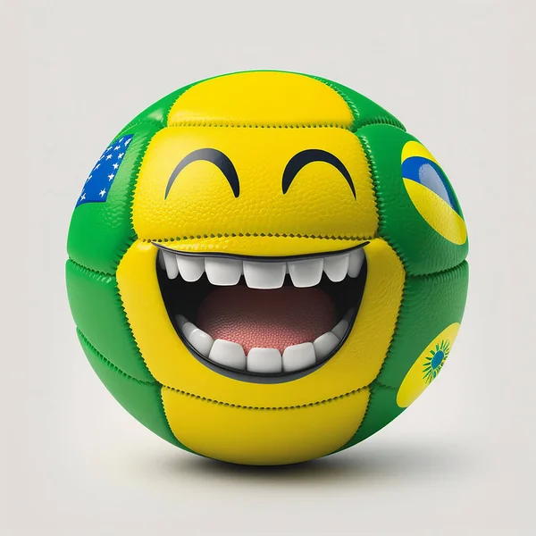 Smiling Football Fútbol Brasil Bandera Colores Nacionales — Foto de Stock