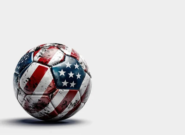 Fútbol Con Estados Unidos Bandera Americana Aislada Sobre Fondo Blanco —  Fotos de Stock