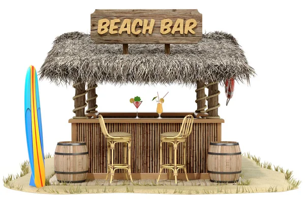 Beach Bar Framför Isolerad Vit Bakgrund Illustration — Stockfoto