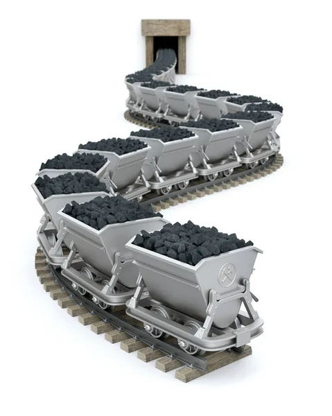 Coal Mining Carts Illustration 图库照片