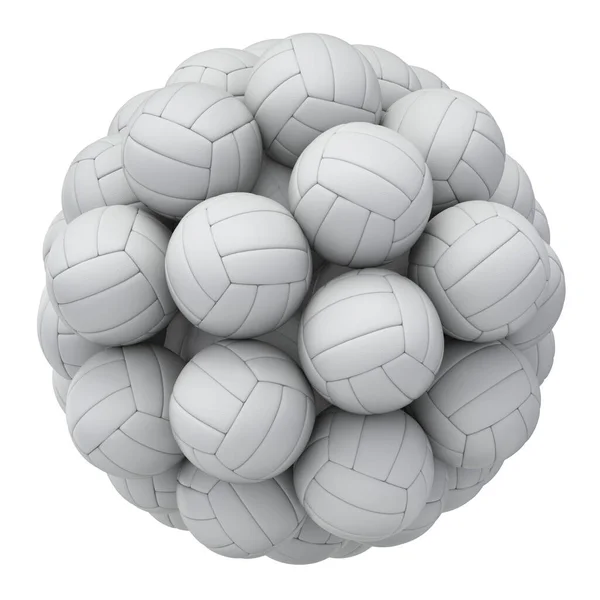 白い背景に孤立した白いバレーボールボール 3Dイラスト ストック画像