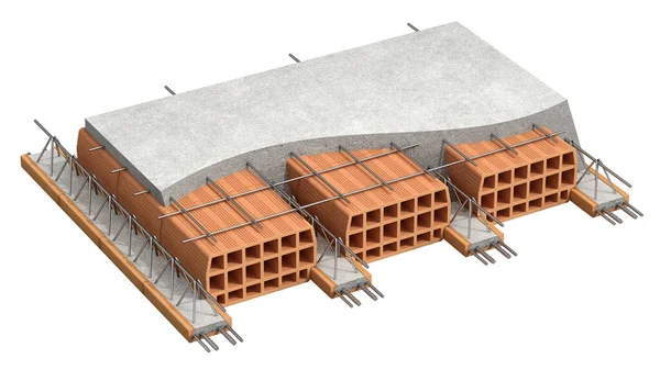 Hollow Clay Floor Slab Block System Cross Section Isolated White ストックフォト