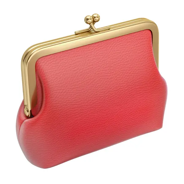 白い背景に赤い革の財布 3Dイラスト ストック画像