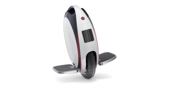 Enhjuling Monowheel Balance Vehicle Rör Sig Vit Bakgrund Animation Sömlöst — Stockvideo