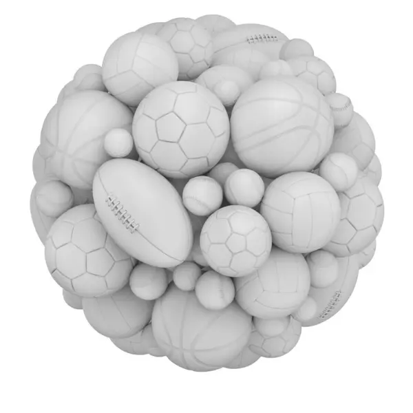 白い背景に隔離されたスポーツボールの粘土レンダリング 3Dイラスト ロイヤリティフリーのストック画像