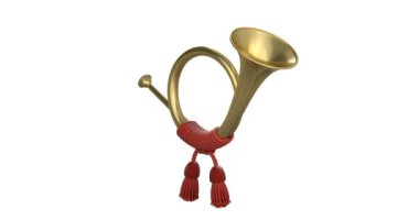 Eski kornanın döndürülmesi - beyaz arkaplanda sorunsuz bir şekilde izole edilmiş 3D animasyon