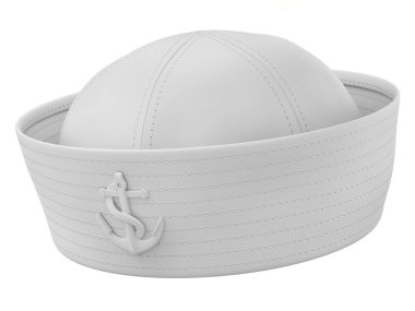 Beyaz arkaplanda izole edilmiş bir denizci şapkası çizimi - 3D illüstrasyon