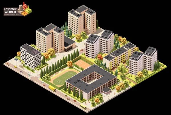 Vektor Isometrisches Weltkartenerstellungsset Kombinierbare Kartenelemente Stadt Oder Wohngebietskarte Mehrstöckige Gebäude — Stockvektor