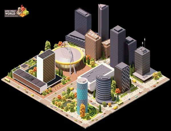 Vektor Isometrisches Weltkartenerstellungsset Kombinierbare Kartenelemente Innenstadt Oder Stadtplan Wolkenkratzer Sportstätten — Stockvektor