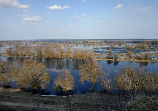 乌克兰Chernigiv地区Novgorod Siversky市附近Desna河的春季洪水 — 图库照片