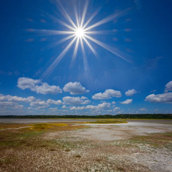 Lago Salino Seco Día Soleado Caliente Del Verano —  Fotos de Stock