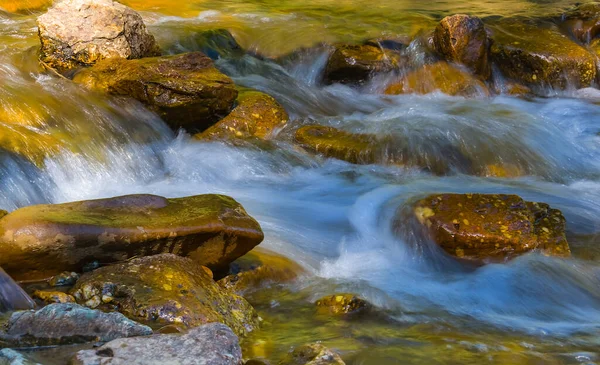 Closeup Small Waterfall Mountain River — Stock Photo, Image