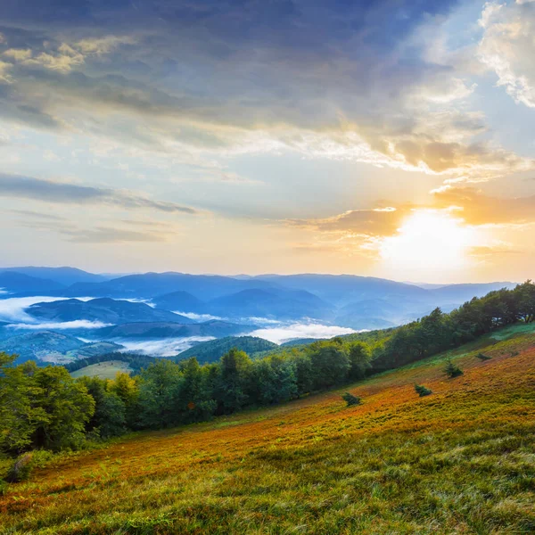 Mountain Valley Blue Mist Sunrise — Stock Photo, Image